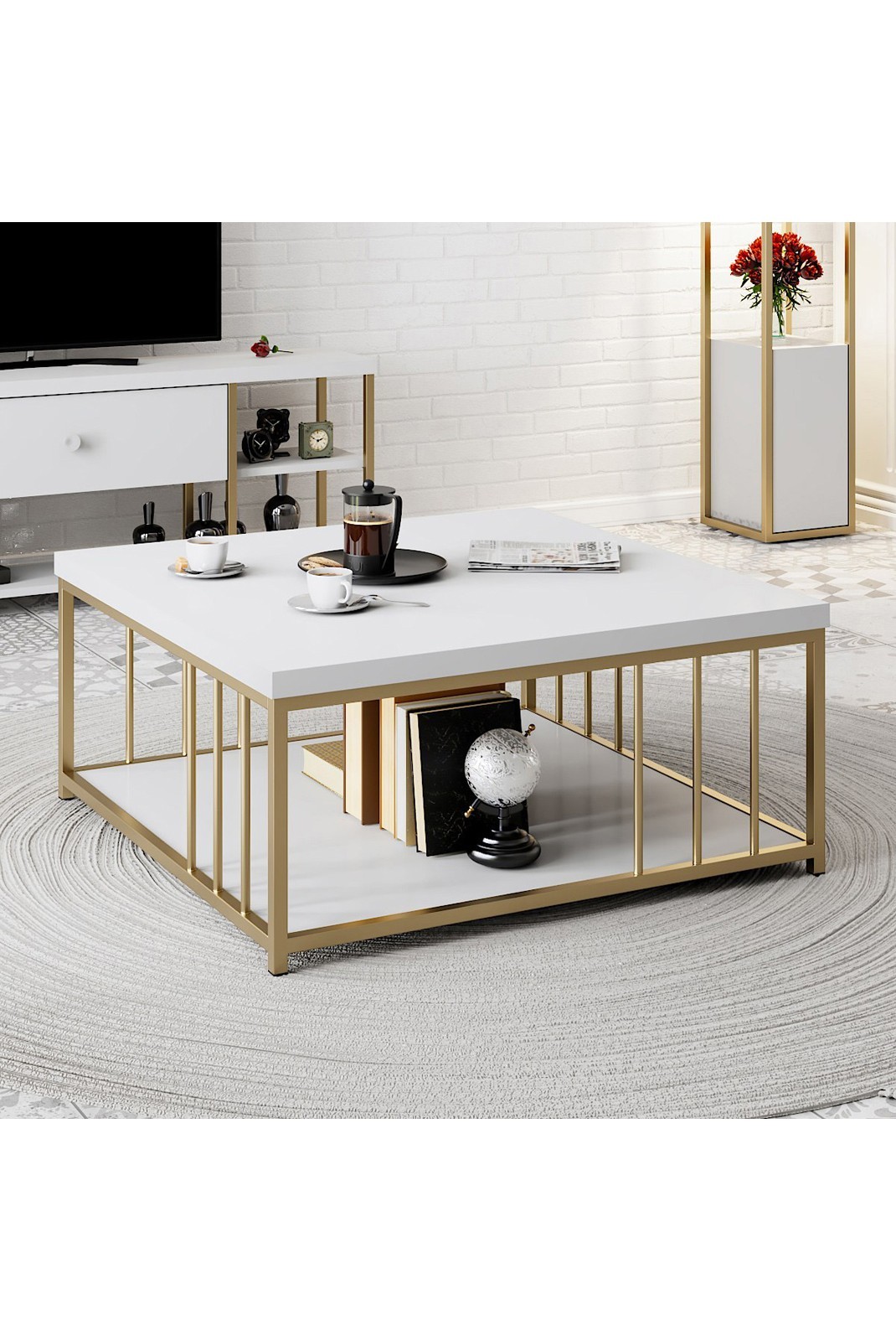 Table basse - White / Gold - Zenn - White. Gold