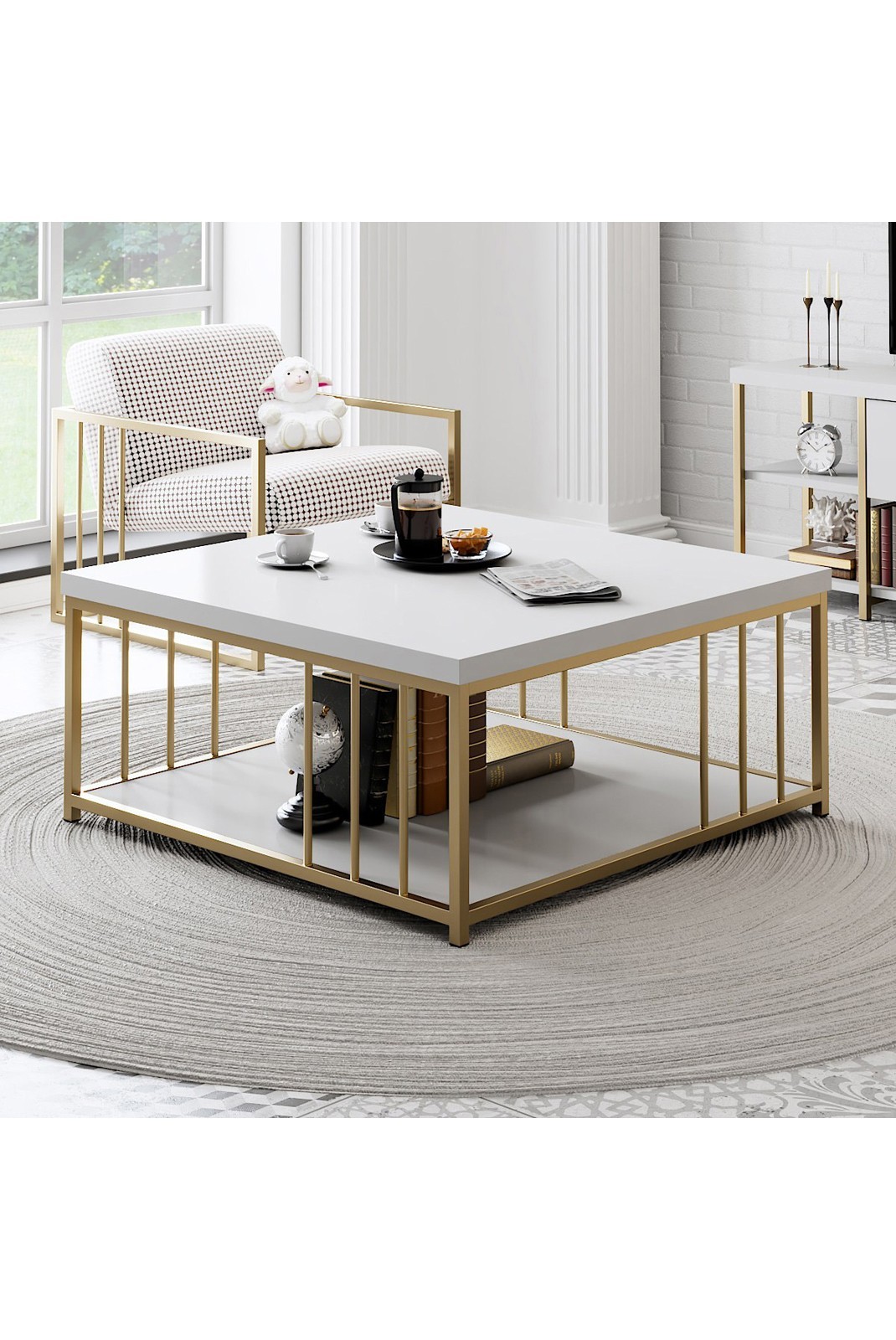 Table basse - White / Gold - Zenn - White. Gold