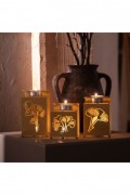 Ensemble de Bougeoirs (3 pièces) - Gold - Ginkgo Tealight - APT549 - Gold