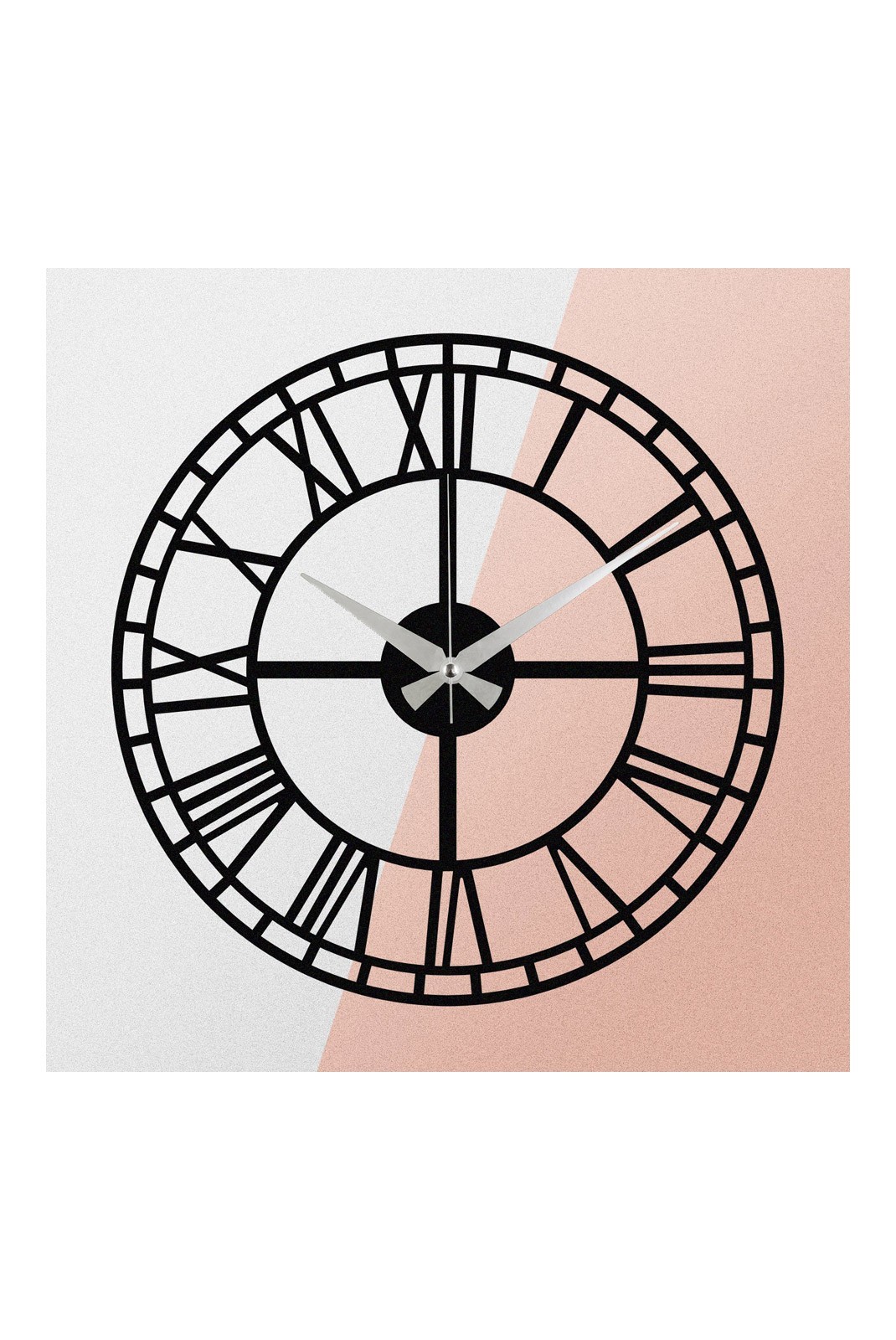 Horloge murale décorative en Métal - Noir - 48x48cm - 279ENZ1402