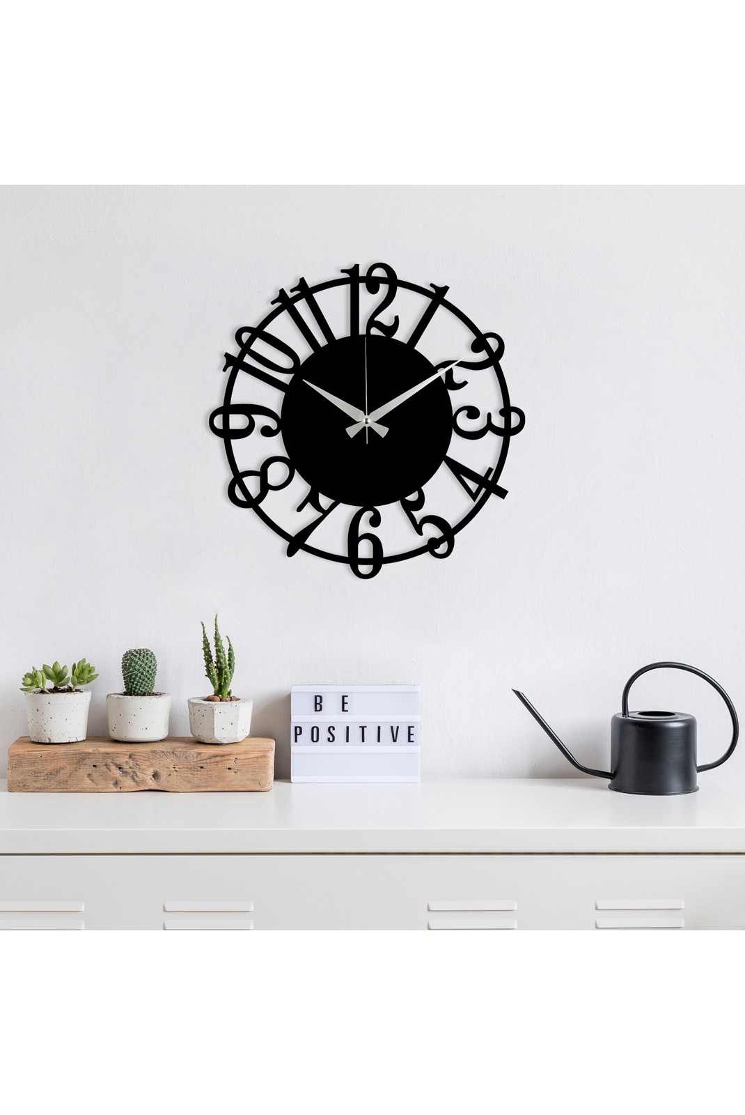 Horloge murale décorative en Métal - Noir - 48x48cm - 279ENZ1406