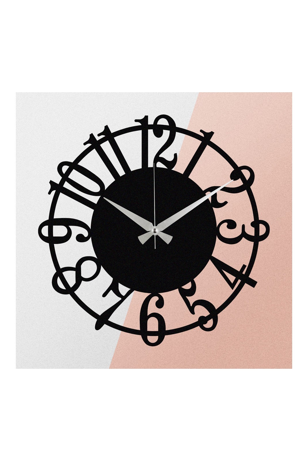 Horloge murale décorative en Métal - Noir - 48x48cm - 279ENZ1406