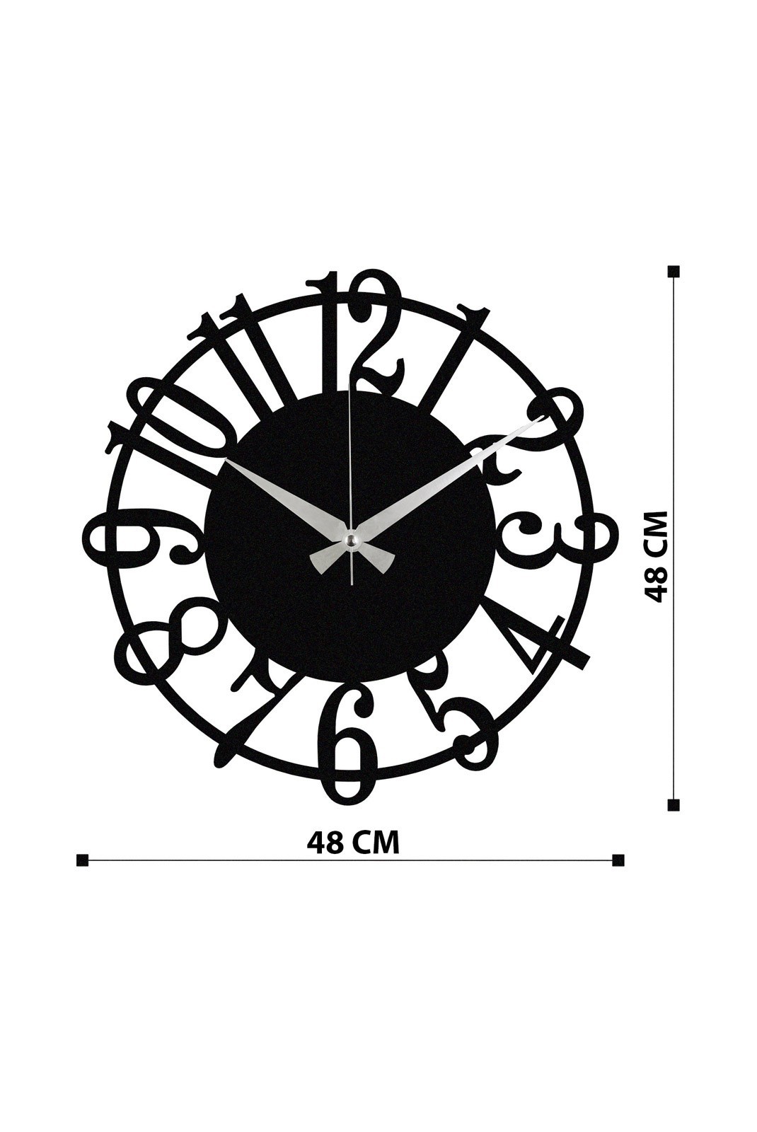 Horloge murale décorative en Métal - Noir - 48x48cm - 279ENZ1406