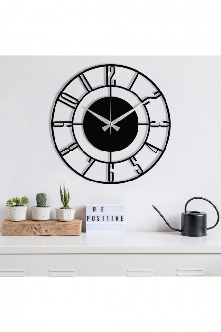 Horloge murale décorative en Métal - Noir - 48x48cm - 279ENZ1411