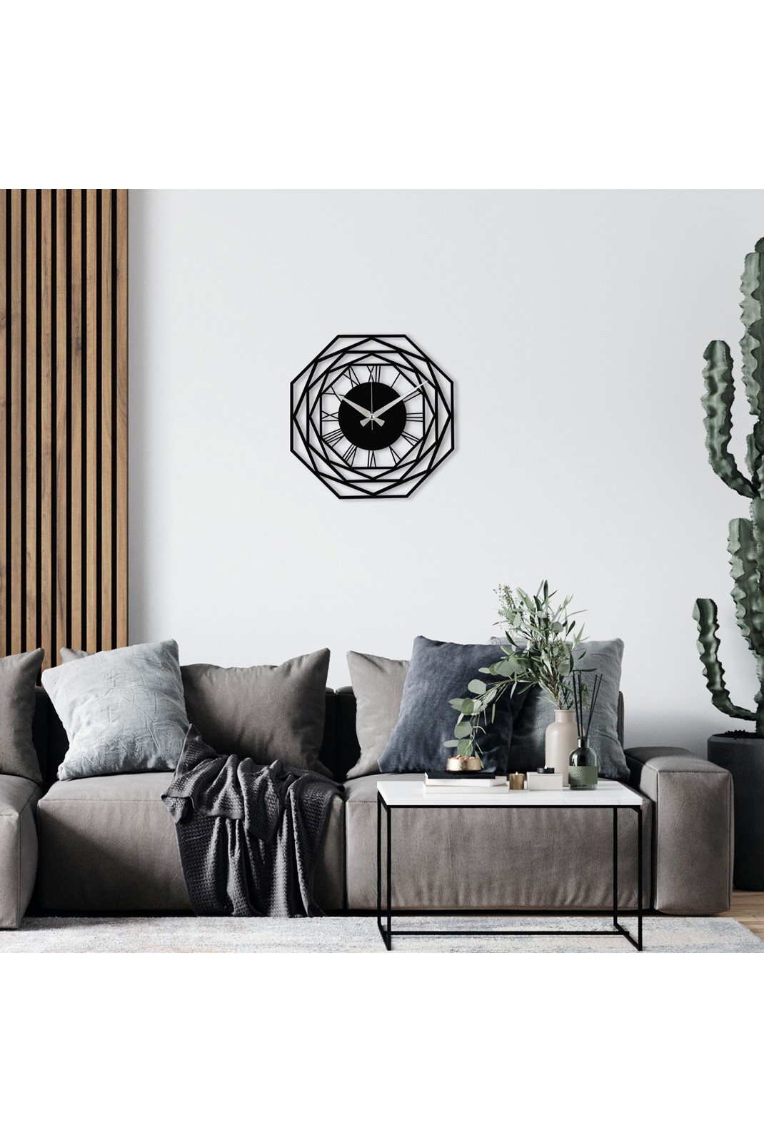 Horloge murale décorative en Métal - Noir - 48x48cm - 279ENZ1412