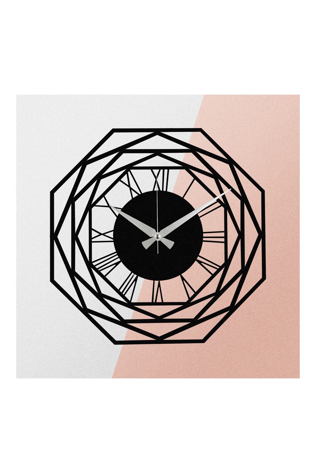 Horloge murale décorative en Métal - Noir - 48x48cm - 279ENZ1412