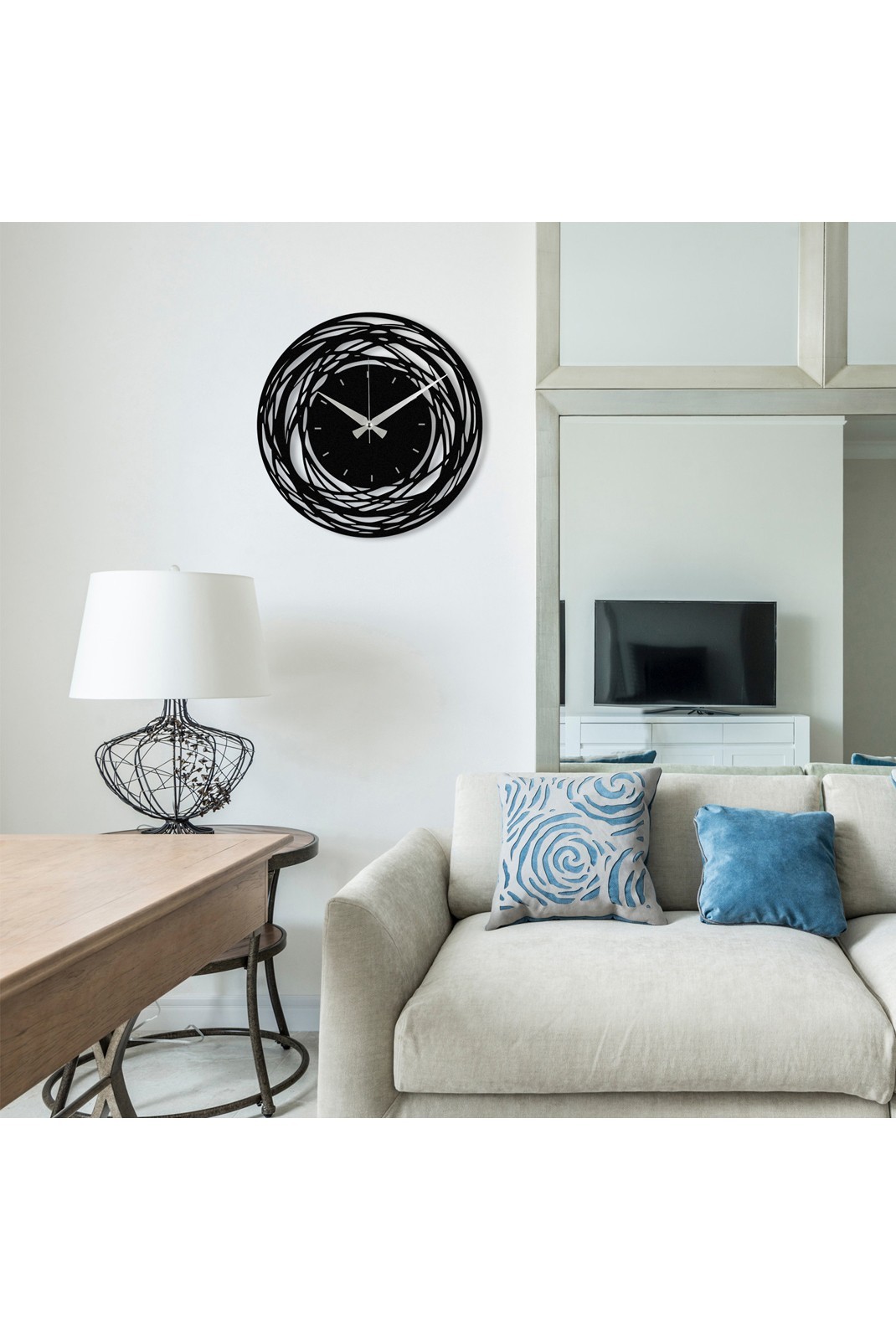 Horloge murale décorative en Métal - Noir - 48x48cm - 279ENZ1422