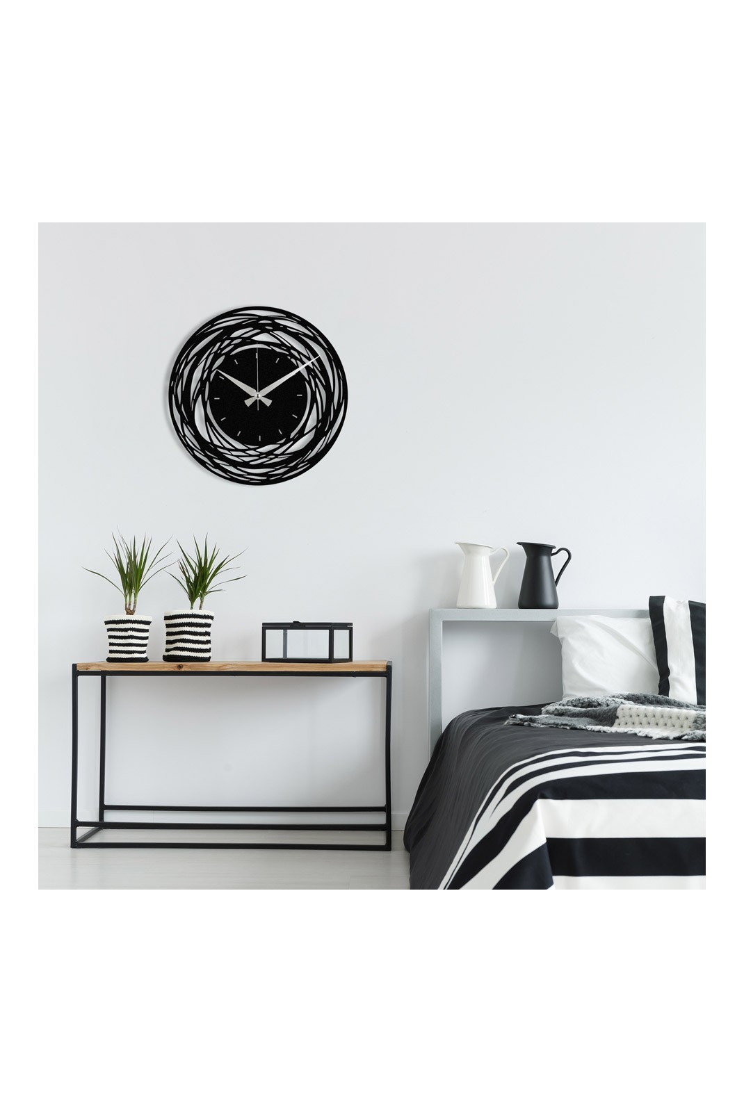 Horloge murale décorative en Métal - Noir - 48x48cm - 279ENZ1422