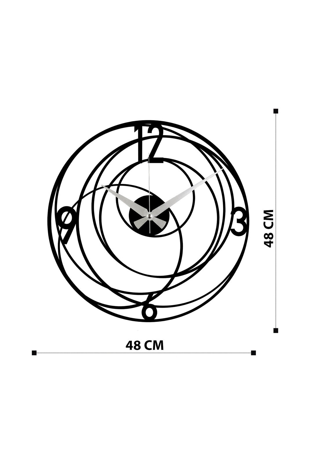 Horloge murale décorative en Métal - Noir - 48x48cm - 279ENZ1427