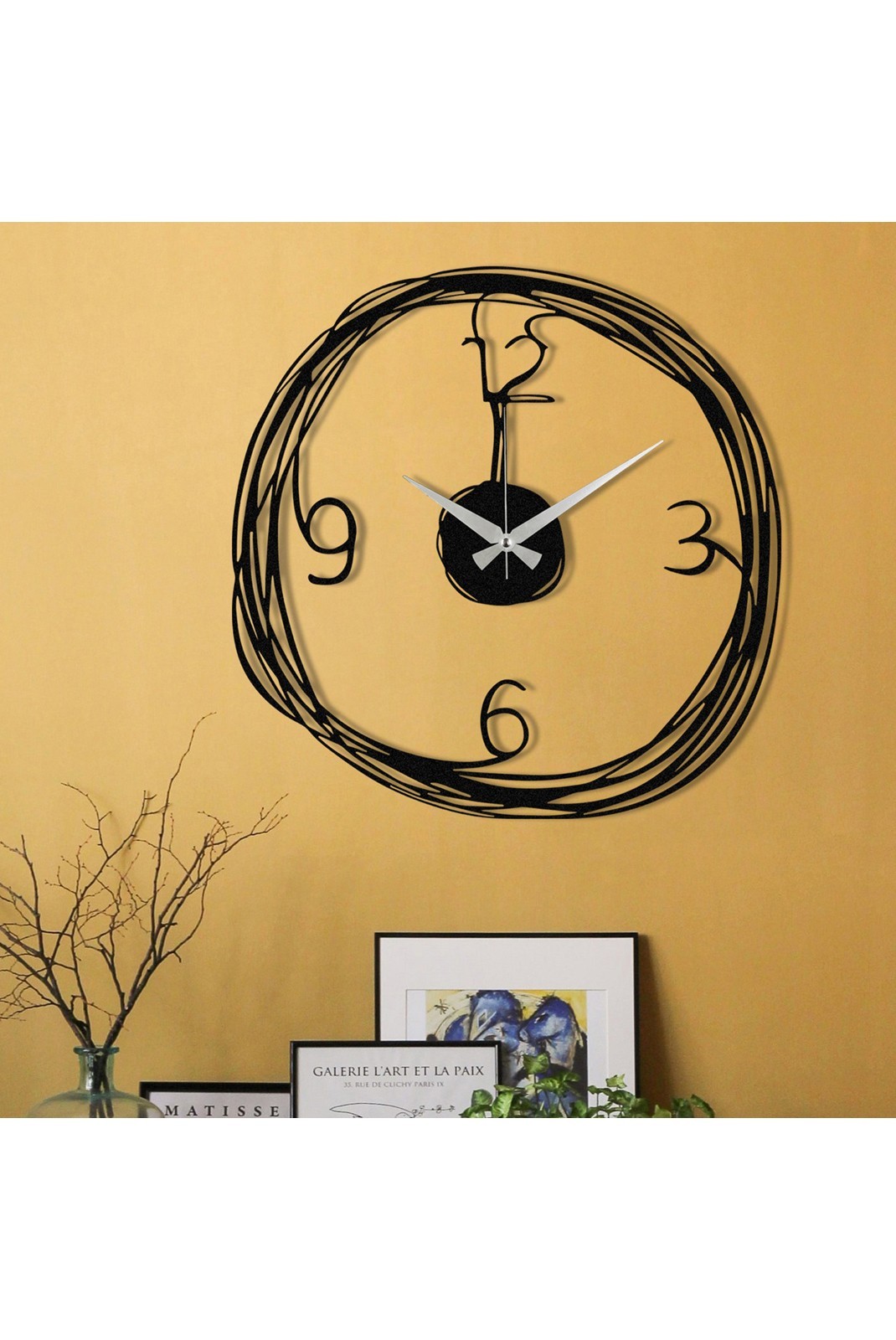 Horloge murale décorative en Métal - Noir - 48x48cm - 279ENZ1430