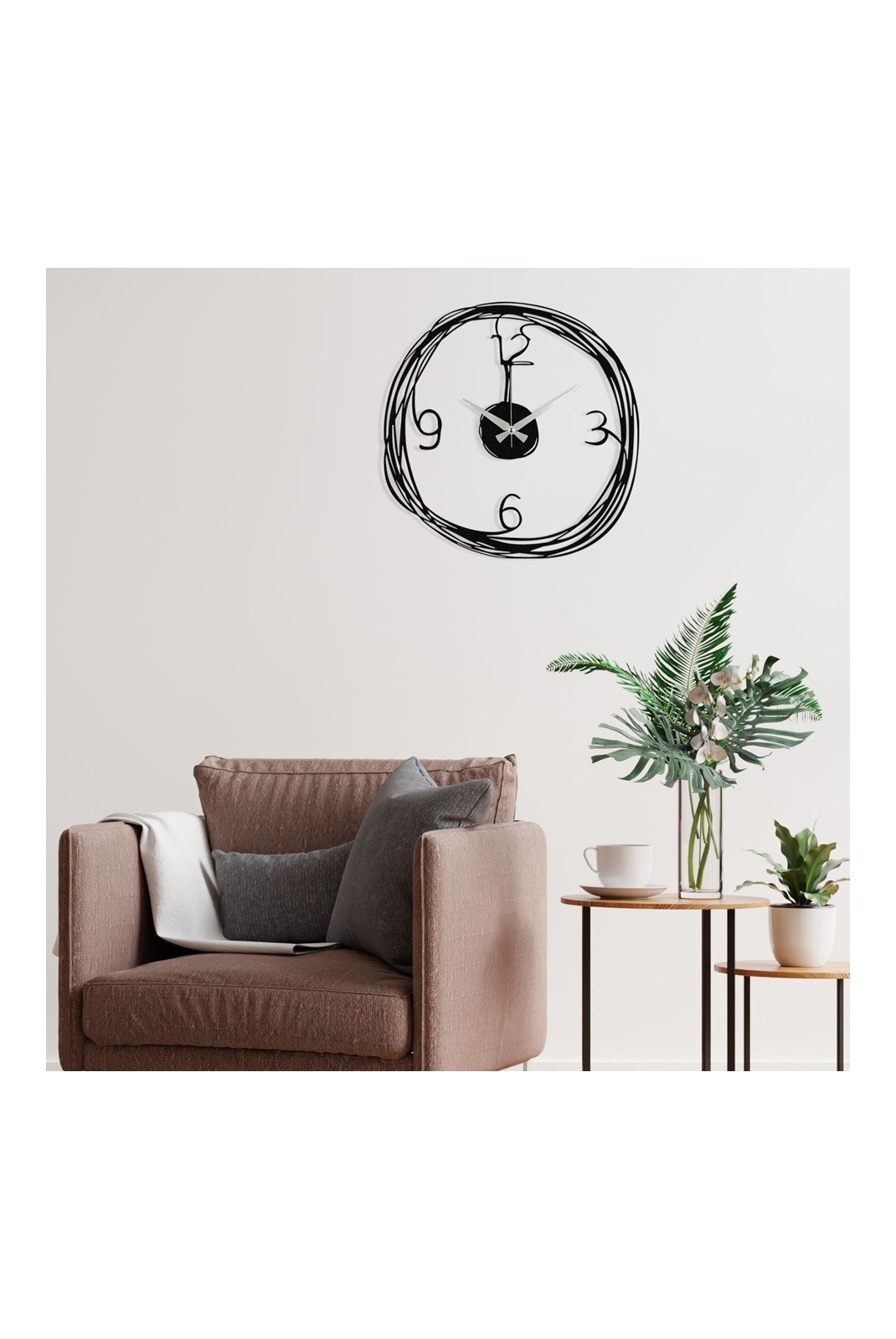 Horloge murale décorative en Métal - Noir - 48x48cm - 279ENZ1430