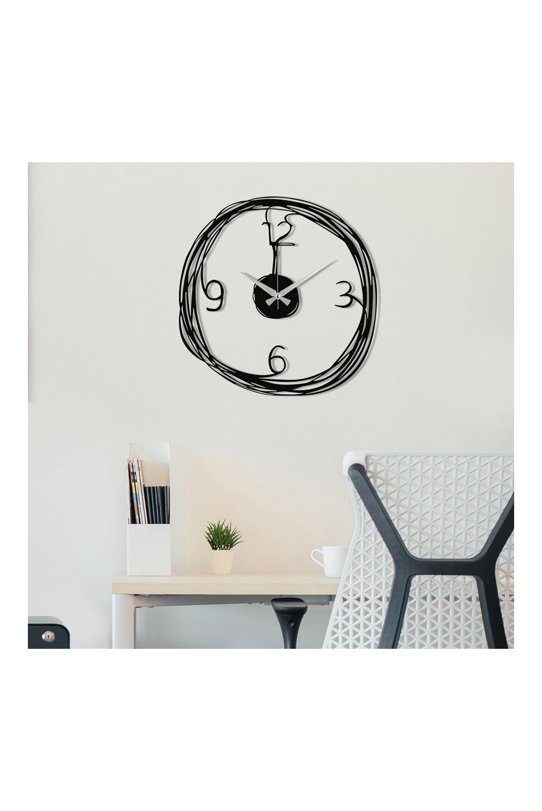 Horloge murale décorative en Métal - Noir - 48x48cm - 279ENZ1430