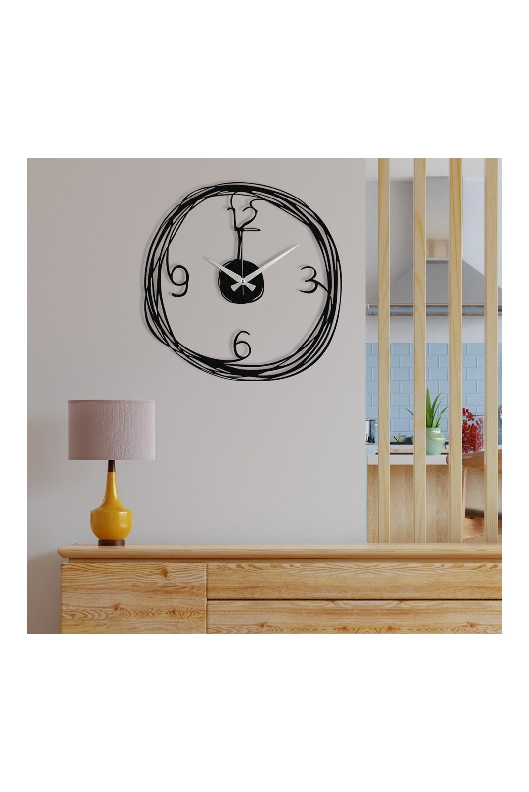 Horloge murale décorative en Métal - Noir - 48x48cm - 279ENZ1430