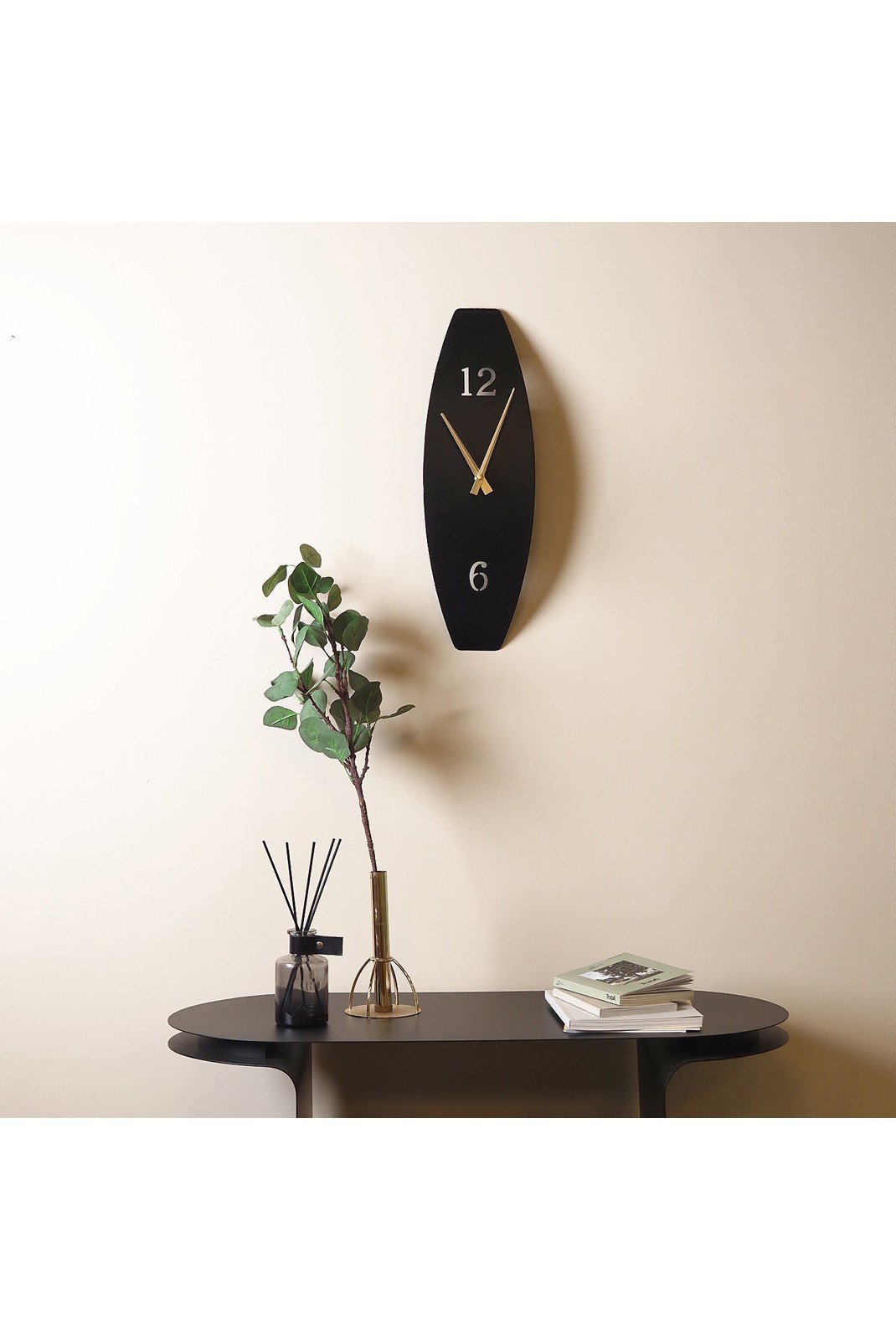 Horloge murale décorative en Métal - Noir - 15x46cm - 507ATP1219