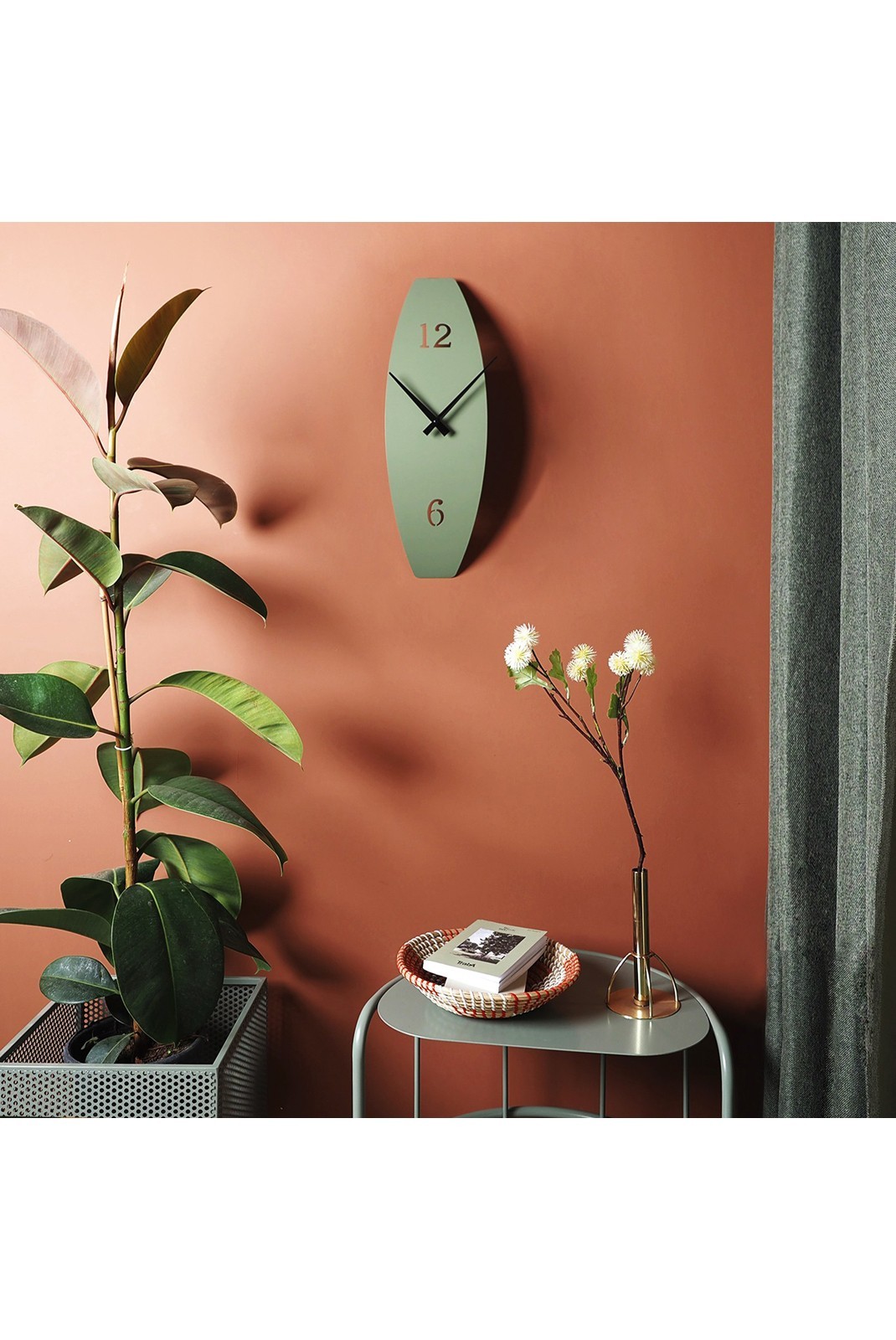 Horloge murale décorative en Métal - Vert - 15x46cm - 507ATP1222