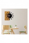 Horloge murale décorative en Bois - Noyer / Noir - 58x3x58cm - 539TNL1107