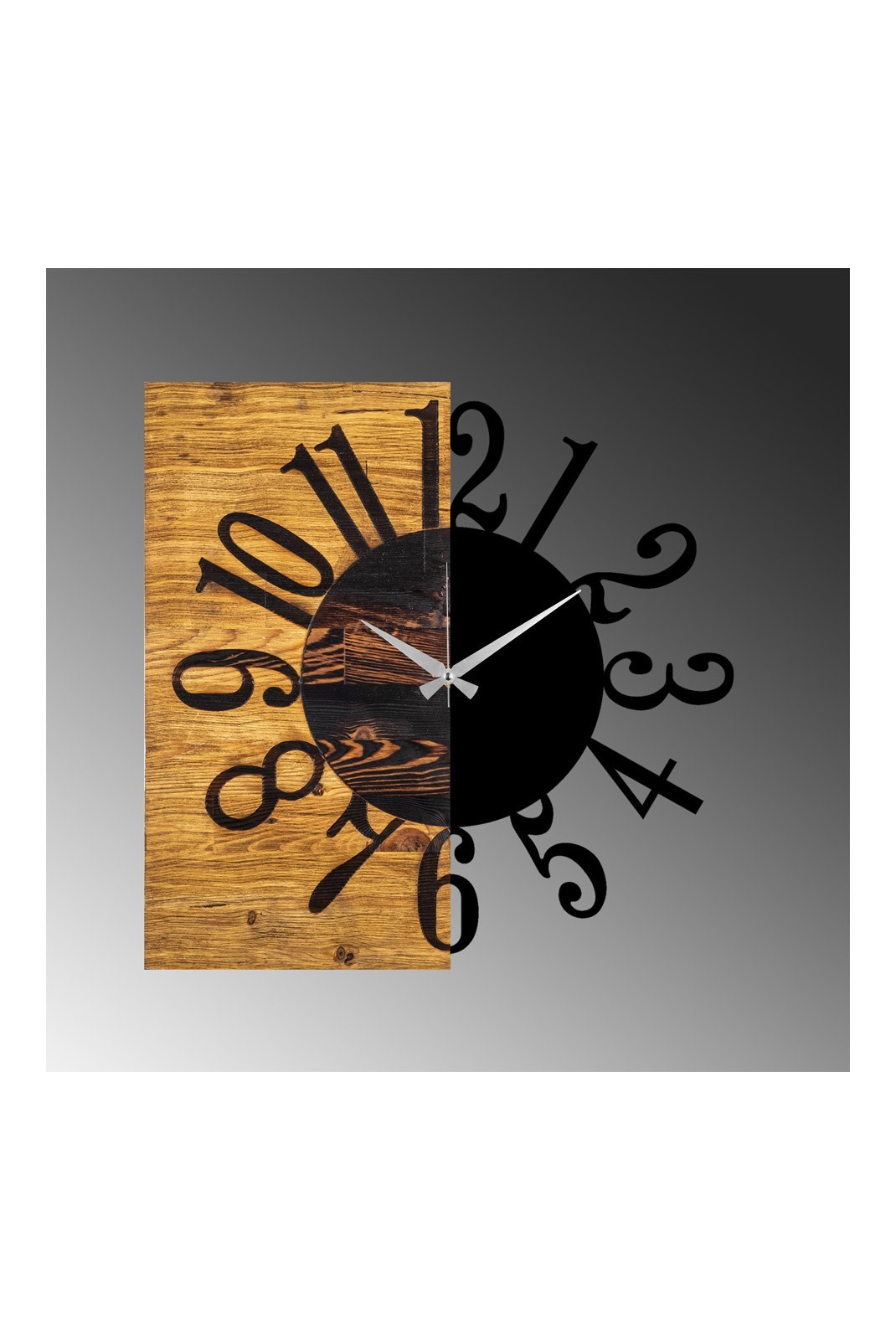 Horloge murale décorative en Bois - Noyer / Noir - 58x3x58cm - 539TNL1107