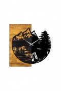 Horloge murale décorative en Bois - Noyer / Noir - 56x3x58cm - 539TNL1119