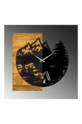 Horloge murale décorative en Bois - Noyer / Noir - 56x3x58cm - 539TNL1119