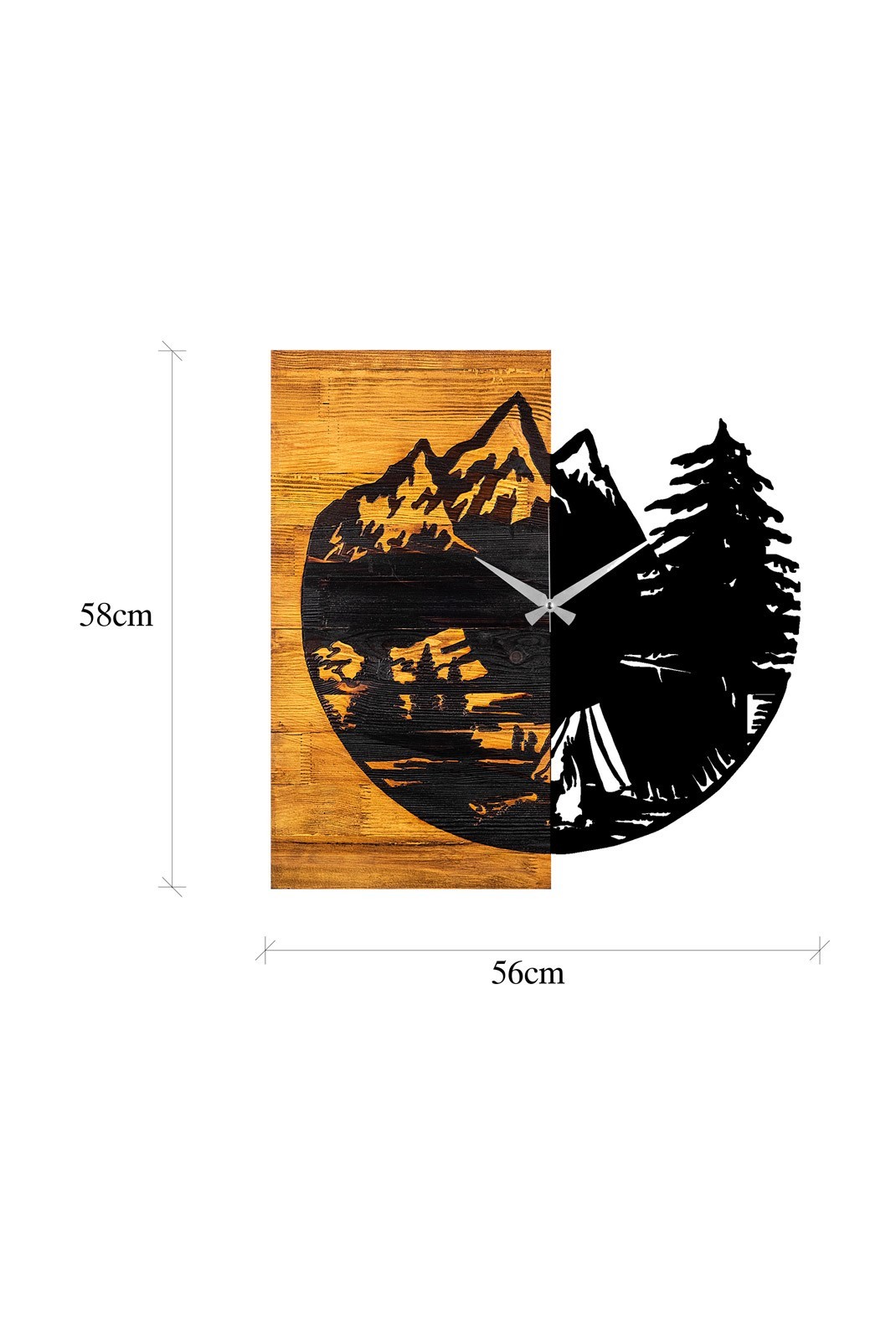 Horloge murale décorative en Bois - Noyer / Noir - 56x3x58cm - 539TNL1119