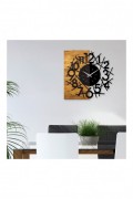 Horloge murale décorative en Bois - Noyer / Noir - 59x3x58cm - 539TNL1126