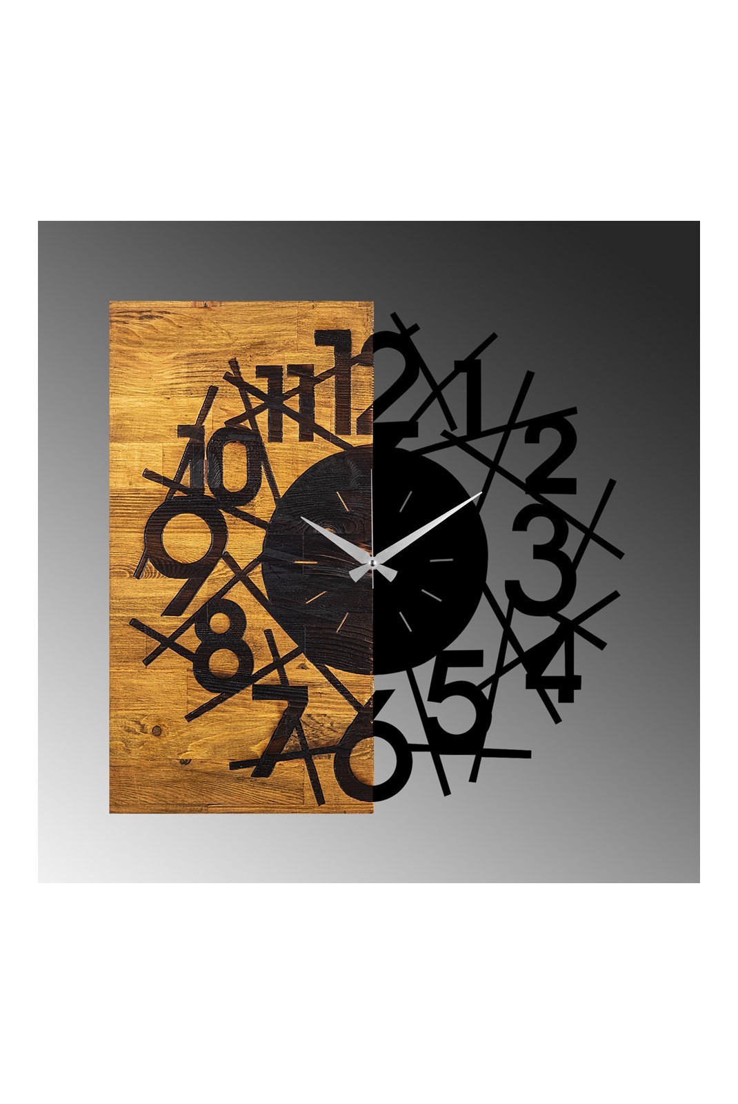 Horloge murale décorative en Bois - Noyer / Noir - 59x3x58cm - 539TNL1126