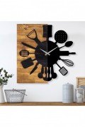 Horloge murale décorative en Bois - Noyer / Noir - 60x3x58cm - 539TNL1132