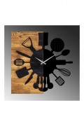 Horloge murale décorative en Bois - Noyer / Noir - 60x3x58cm - 539TNL1132