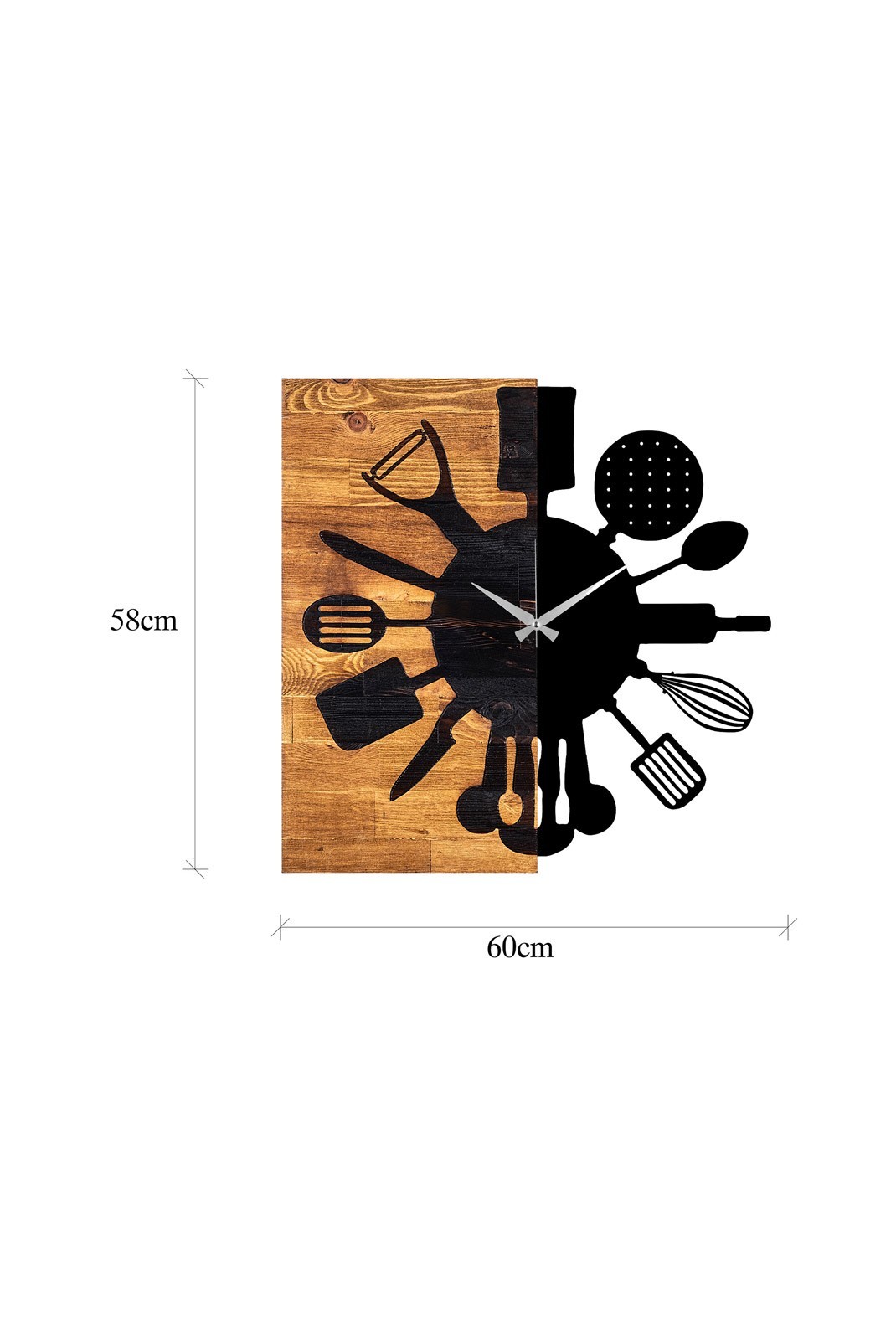 Horloge murale décorative en Bois - Noyer / Noir - 60x3x58cm - 539TNL1132