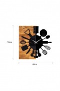 Horloge murale décorative en Bois - Noyer / Noir - 60x3x58cm - 539TNL1132