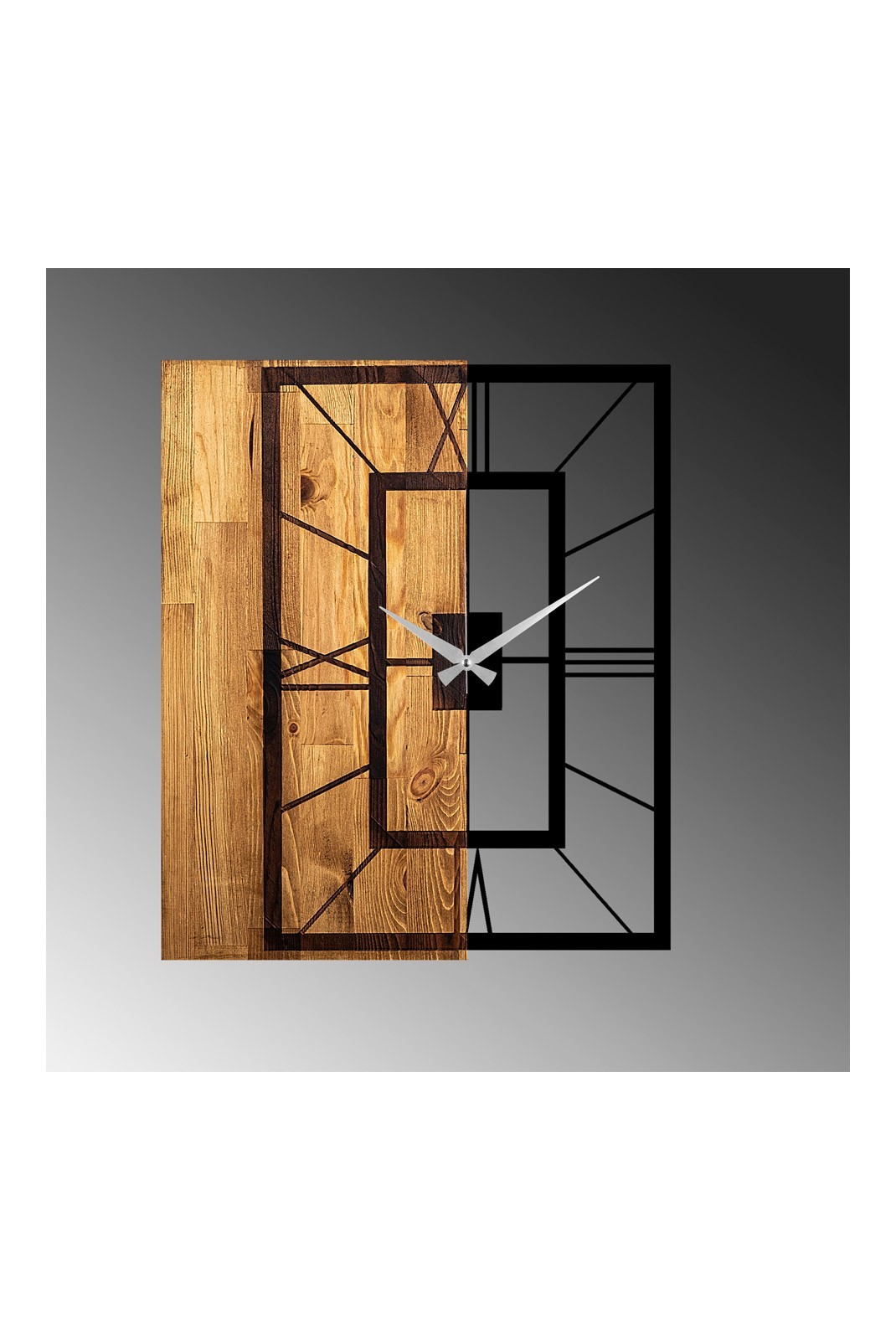 Horloge murale décorative en Bois - Noyer clair / Noir - 49x3x58cm - 539TNL1137