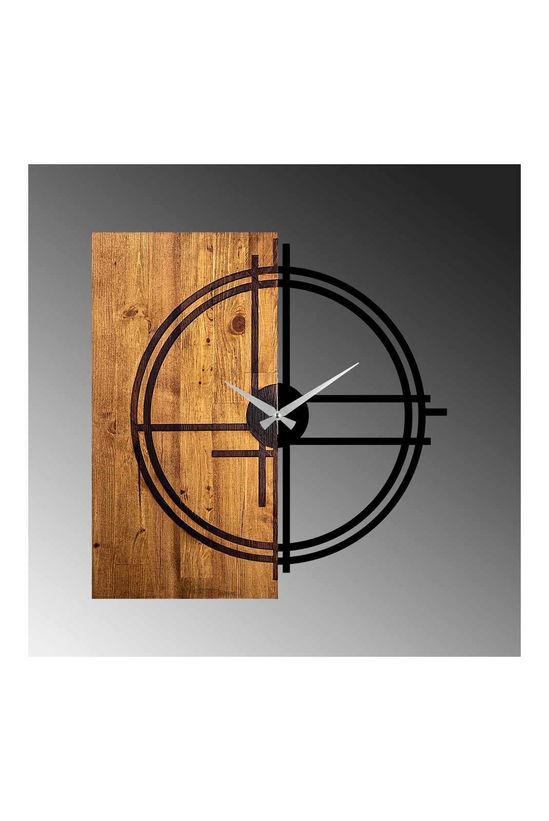 Horloge murale décorative en Bois - Noyer clair / Noir - 56x3x58cm - 539TNL1138