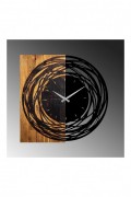 Horloge murale décorative en Bois - Noyer clair / Noir - 58x3x58cm - 539TNL1139