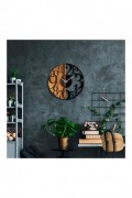 Horloge murale décorative en Bois - Noyer / Noir - 56x3x56cm - 539TNL1142