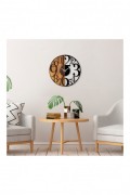 Horloge murale décorative en Bois - Noyer / Noir - 56x3x56cm - 539TNL1142