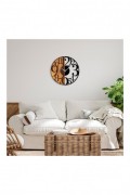 Horloge murale décorative en Bois - Noyer / Noir - 56x3x56cm - 539TNL1142