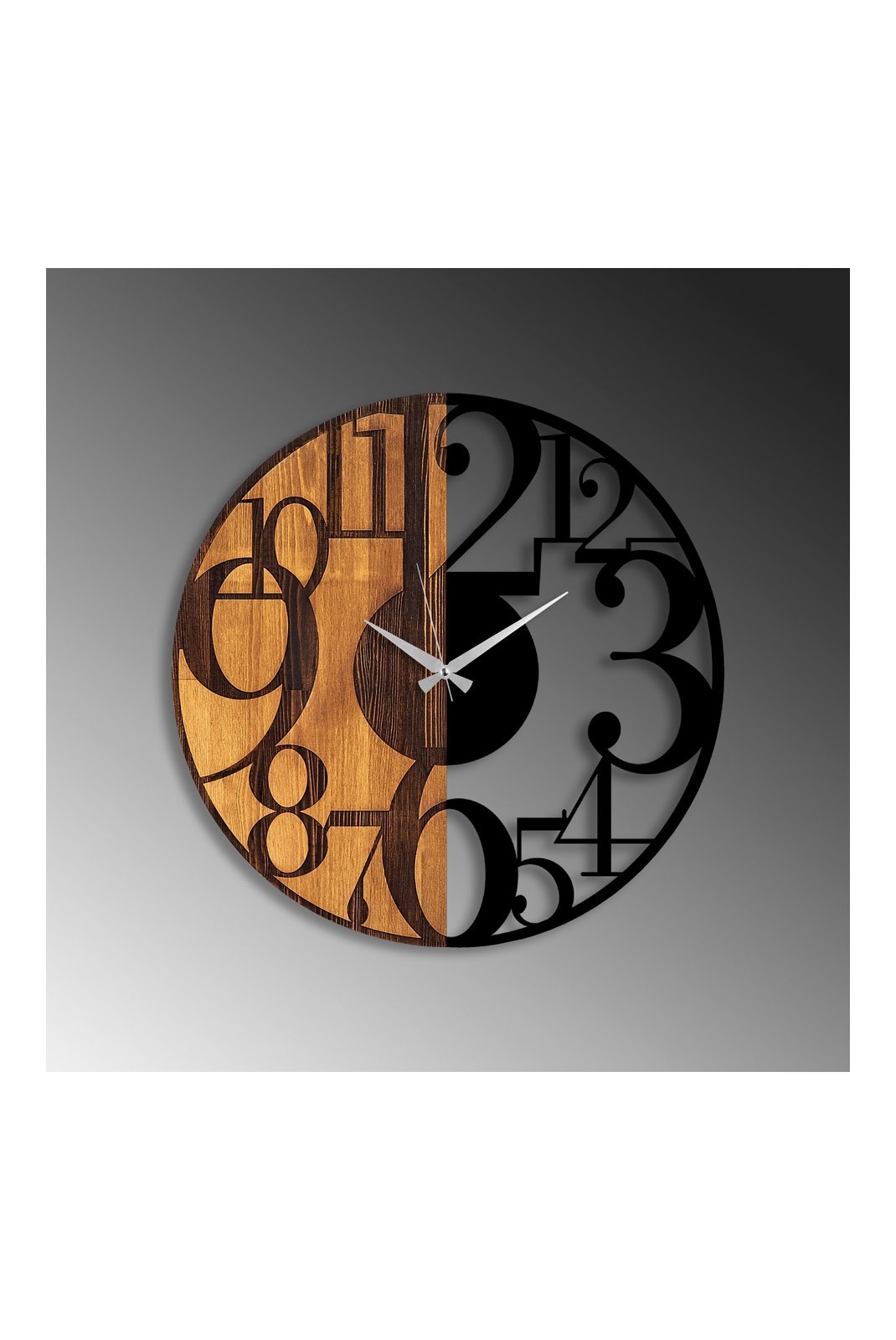 Horloge murale décorative en Bois - Noyer / Noir - 56x3x56cm - 539TNL1142