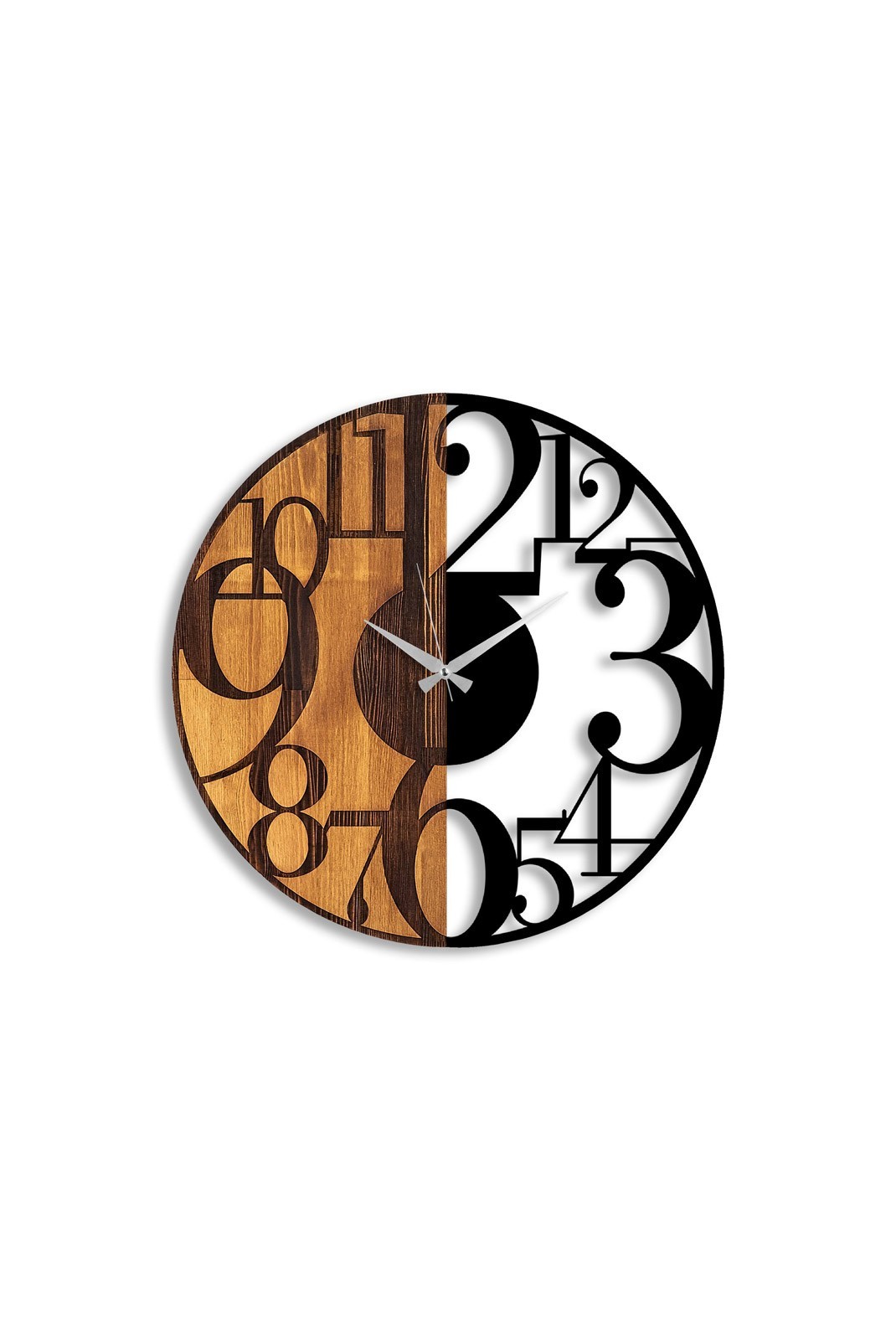 Horloge murale décorative en Bois - Noyer / Noir - 56x3x56cm - 539TNL1142