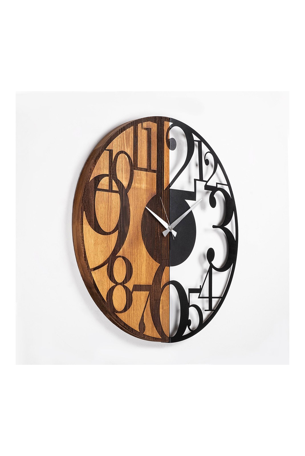 Horloge murale décorative en Bois - Noyer / Noir - 56x3x56cm - 539TNL1142