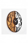 Horloge murale décorative en Bois - Noyer / Noir - 56x3x56cm - 539TNL1142