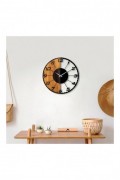 Horloge murale décorative en Bois - Noyer / Noir - 56x3x56cm - 539TNL1143