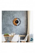 Horloge murale décorative en Bois - Noyer / Noir - 56x3x56cm - 539TNL1143