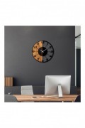 Horloge murale décorative en Bois - Noyer / Noir - 56x3x56cm - 539TNL1143