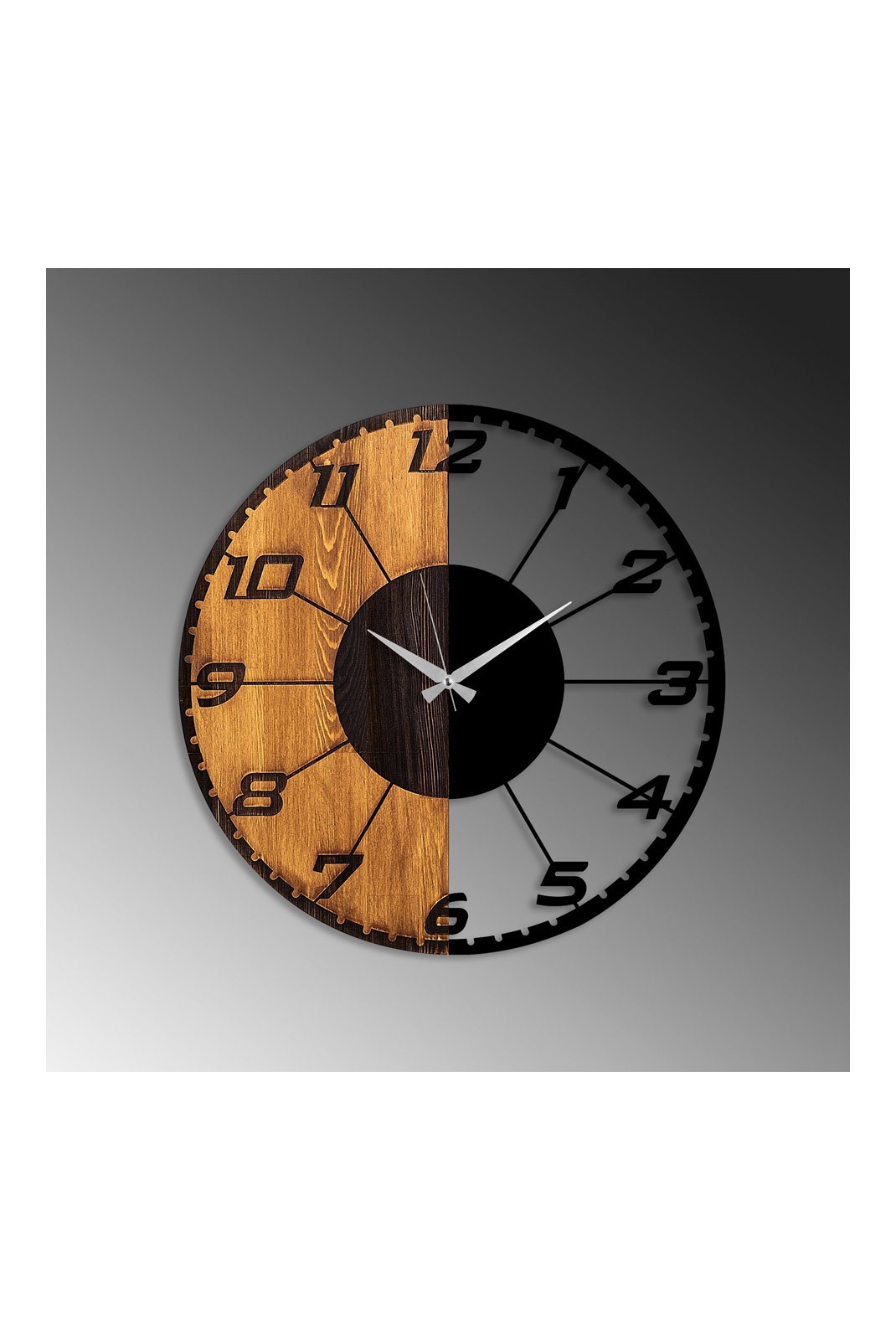 Horloge murale décorative en Bois - Noyer / Noir - 56x3x56cm - 539TNL1143