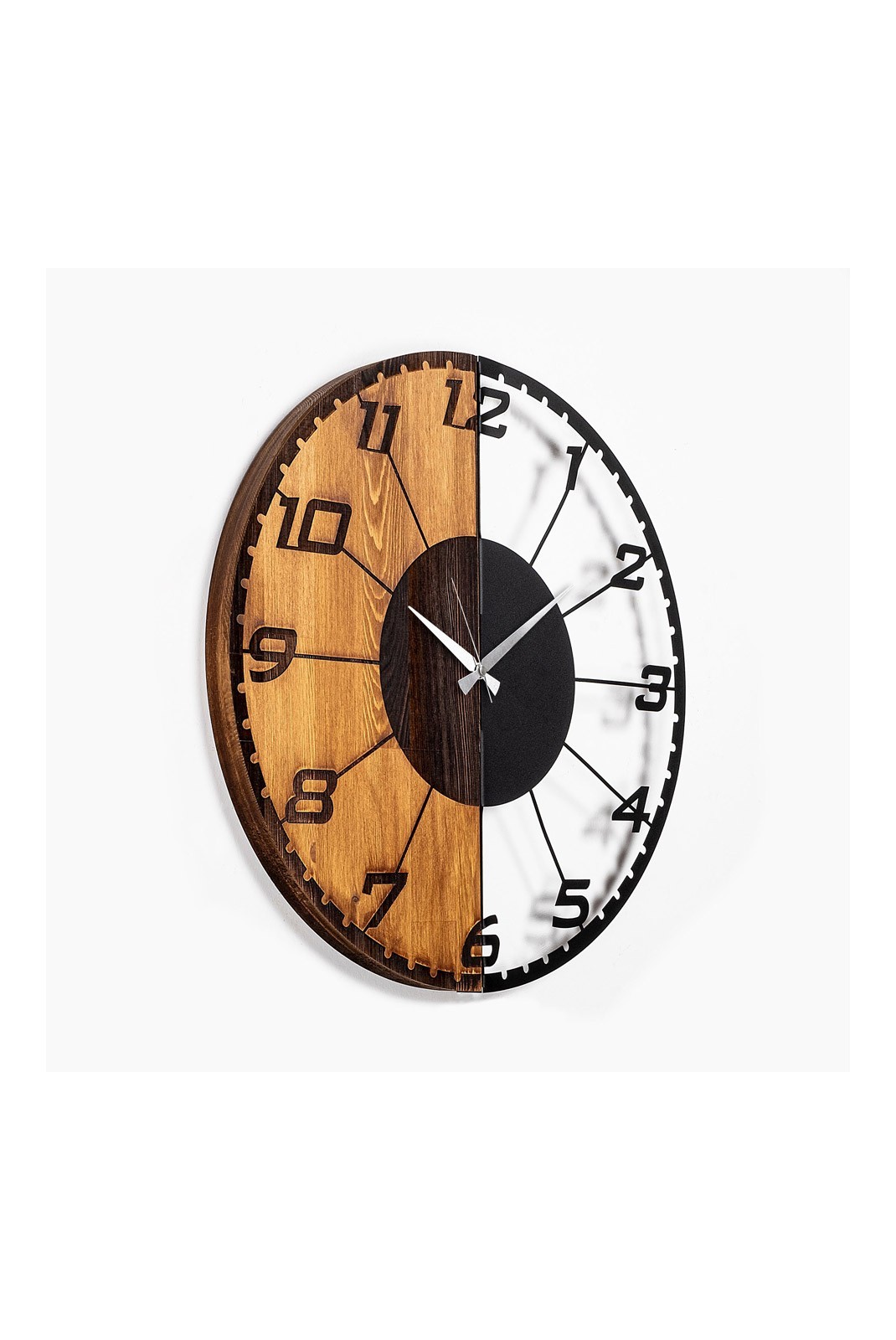 Horloge murale décorative en Bois - Noyer / Noir - 56x3x56cm - 539TNL1143