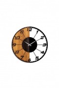 Horloge murale décorative en Bois - Noyer / Noir - 56x3x56cm - 539TNL1143