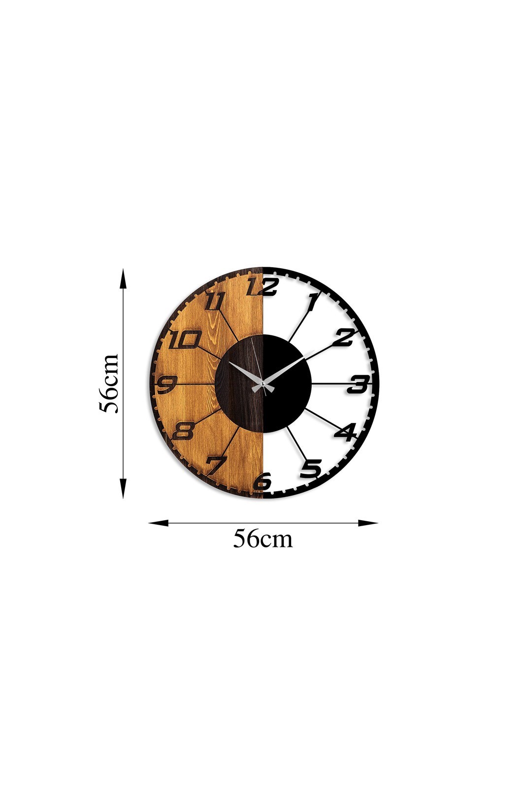 Horloge murale décorative en Bois - Noyer / Noir - 56x3x56cm - 539TNL1143