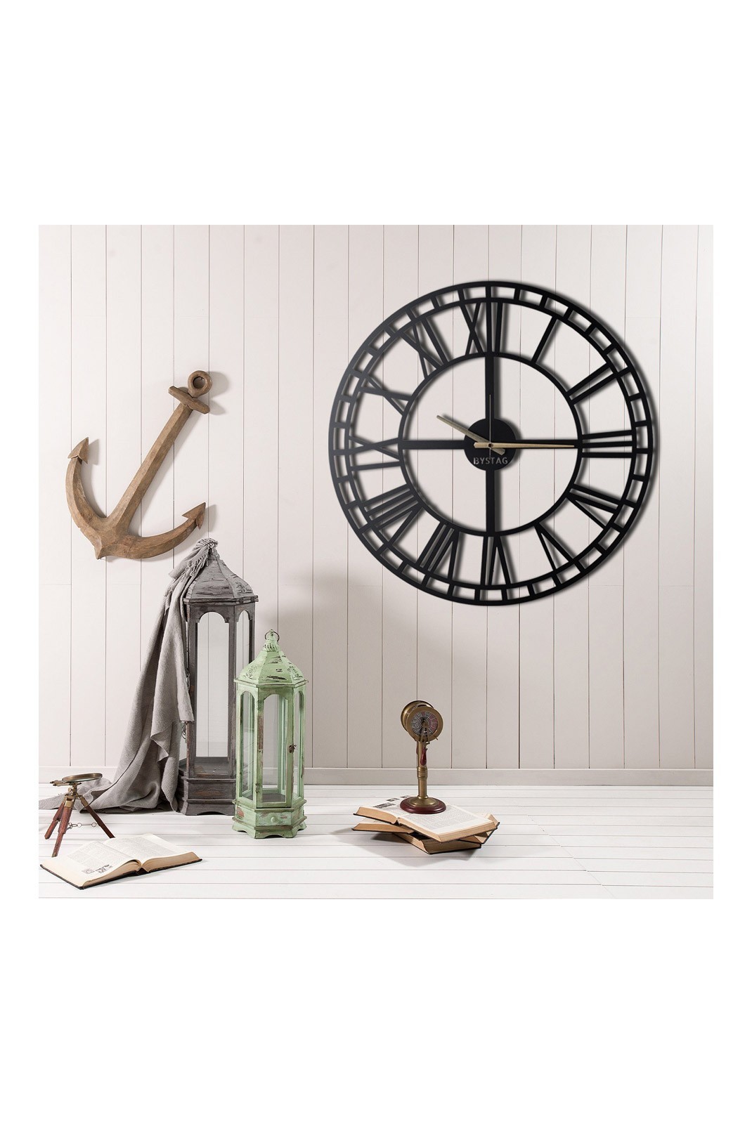 Horloge murale décorative en Métal - Noir - 50x50cm - 805BSG1104