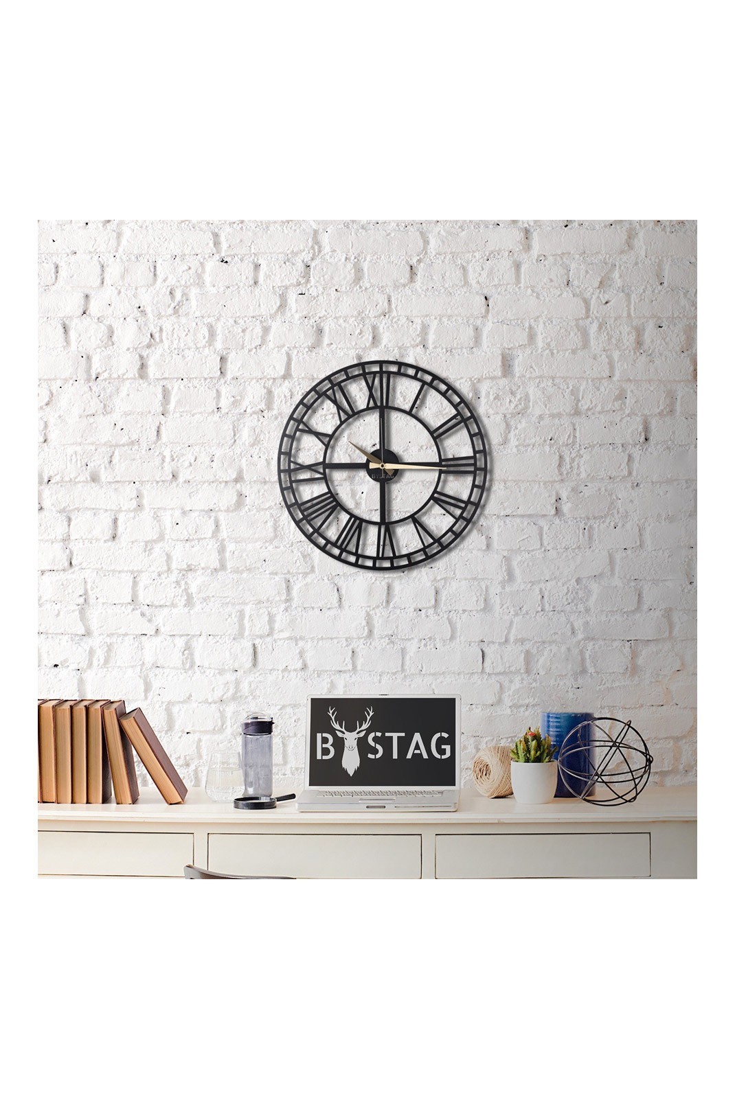 Horloge murale décorative en Métal - Noir - 50x50cm - 805BSG1104