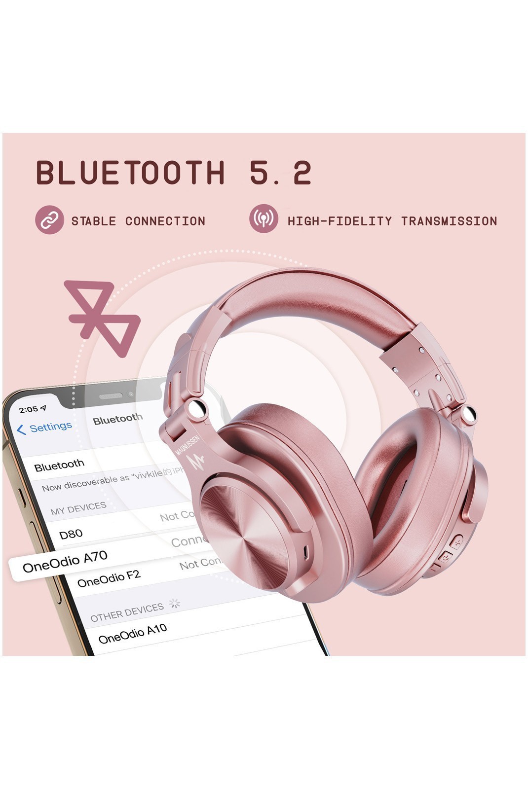 Casque Bluetooth - MAGNUSSEN - H6 - Rose gold